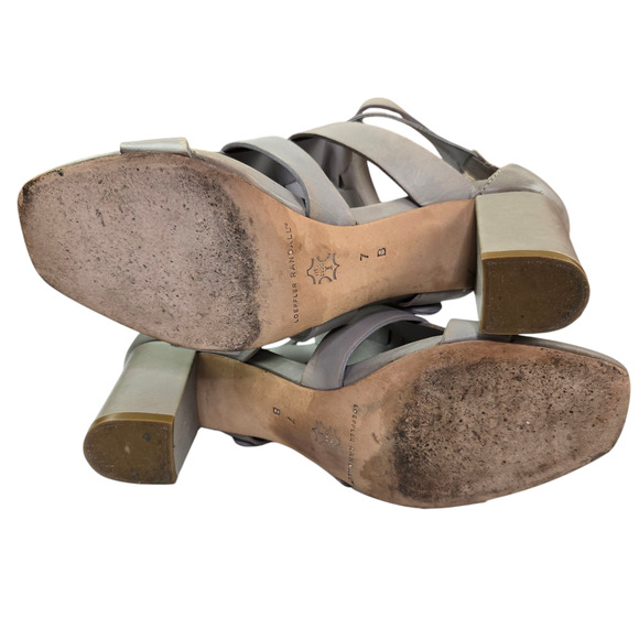 Loeffler Randall Gladiator Block Heels Size 7 Gray Buckle Leather - Picture 10 of 10